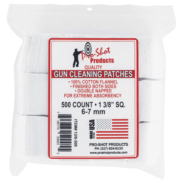 Pro-Shot Cleaning Patches, 1.38" Cotton Flannel 500 Per Pkg Rifle 6mm/7mm - 138500 Pro-Shot Cleaning Patches, 1.38" Cotton Flannel 500 Per Pkg Rifle 6mm/7mm - 138500