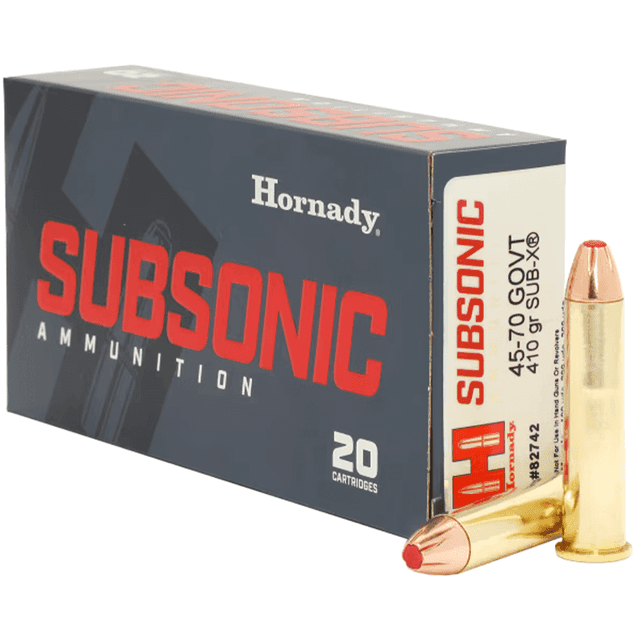 Hornady 82742 Subsonic Rifle 45-70Gov 410gr Sub X 20 Per Box Hornady 82742 Subsonic Rifle 45-70Gov 410gr Sub X 20 Per Box