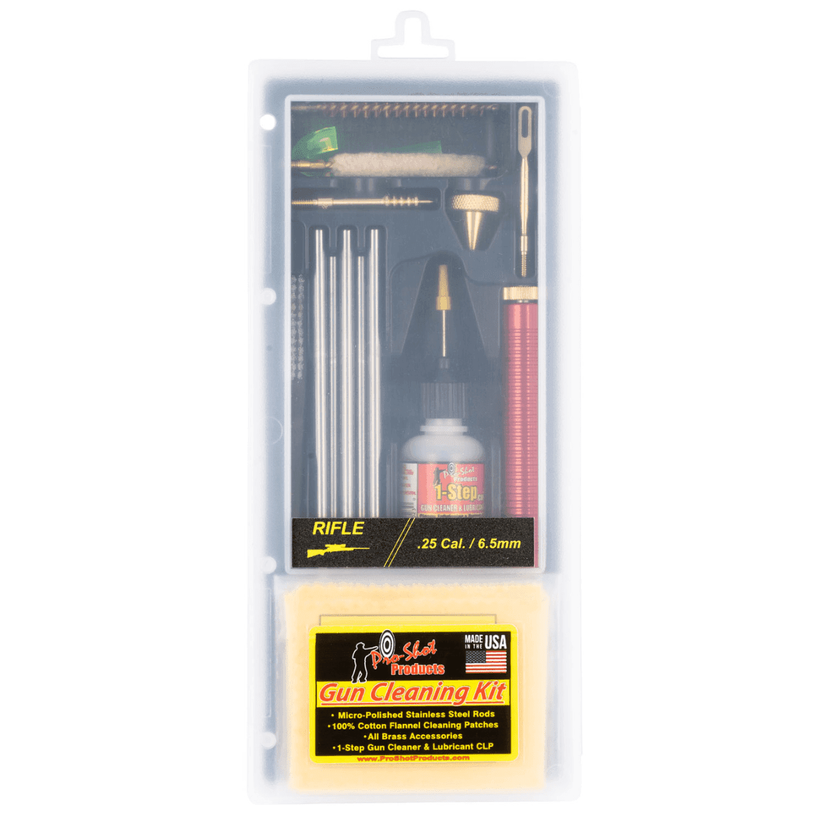 Pro-Shot Classic Box Kit, Black Plastic Case Patch Holder for .22 Cal & Up .25/ 6.5mm Cal Rifle - R2565KIT Pro-Shot Classic Box Kit, Black Plastic Case Patch Holder for .22 Cal & Up .25/ 6.5mm Cal Rifle - R2565KIT