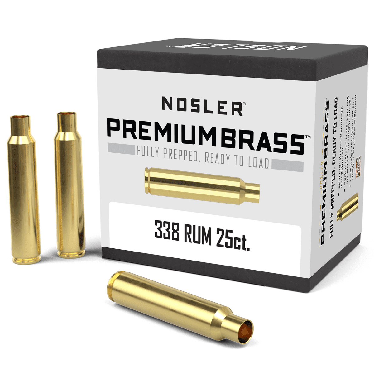 Nosler Premium Brass Unprimed Cases, Brass 25Count 338 RUM - 11912 Nosler Premium Brass Unprimed Cases, Brass 25Count 338 RUM - 11912