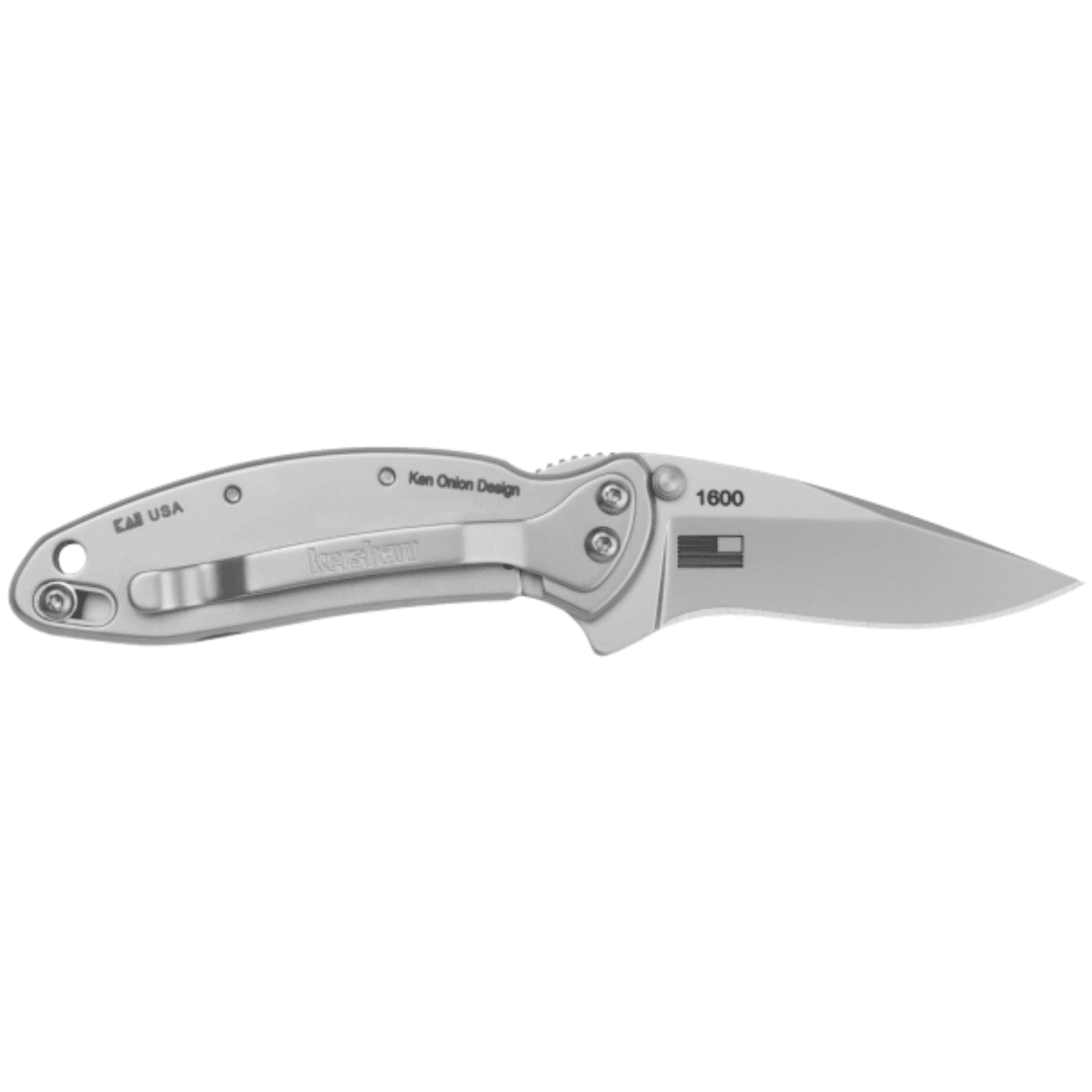 Kershaw Chive EDC Knife, 1.90" Folding Drop Point Plain Bead Blasted 420HC SS Blade Bead Blasted Stainless Steel Handle - 1600 Kershaw Chive EDC Knife, 1.90" Folding Drop Point Plain Bead Blasted 420HC SS Blade Bead Blasted Stainless Steel Handle - 1600