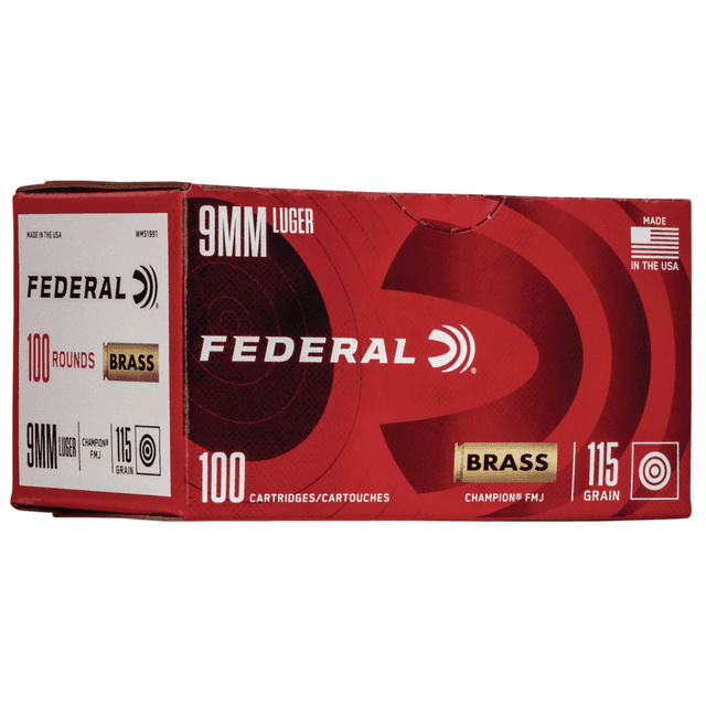 Federal Champion Training Ammo, 115gr Full Metal Jacket 100 Per Box/5 Case 9mmLuger - WM51991 Federal Champion Training Ammo, 115gr Full Metal Jacket 100 Per Box/5 Case 9mmLuger - WM51991