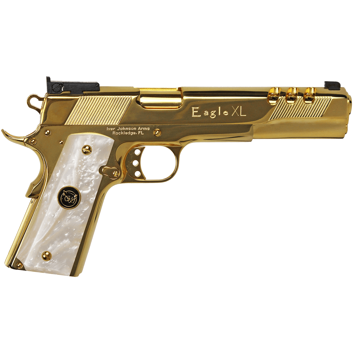 Iver Johnson Arms GOLDEAGLEXL10WP Golden Eagle XL Deluxe Full Size Frame 10mm Auto 8+1 6" 24K Gold Pistol Iver Johnson Arms GOLDEAGLEXL10WP Golden Eagle XL Deluxe Full Size Frame 10mm Auto 8+1 6" 24K Gold Pistol