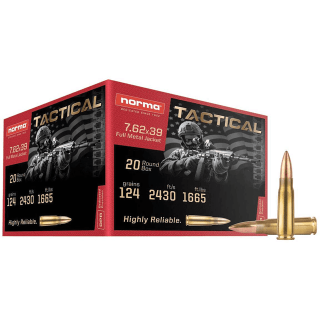 Norma Ammunition 295540020 Range & Training 7.62x39mm 124gr 20 Per Box Norma Ammunition 295540020 Range & Training 7.62x39mm 124gr 20 Per Box