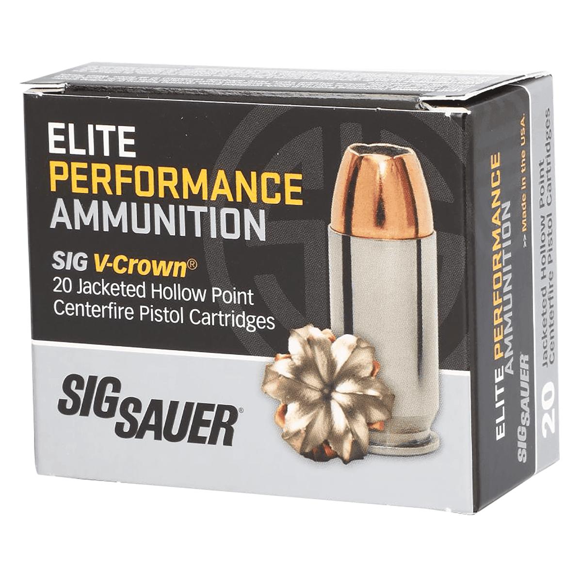 Sig Sauer E10MM20020 Elite Performance 10mmAuto 200gr V-Crown Jacketed Hollow Point 20 Per Box Sig Sauer E10MM20020 Elite Performance 10mmAuto 200gr V-Crown Jacketed Hollow Point 20 Per Box