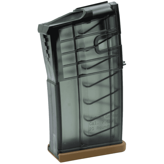 HK 20+1rd Magazine, Clear Smoke Polymer 7.62mm Fits H&K 417 - 50236507 HK 20+1rd Magazine, Clear Smoke Polymer 7.62mm Fits H&K 417 - 50236507