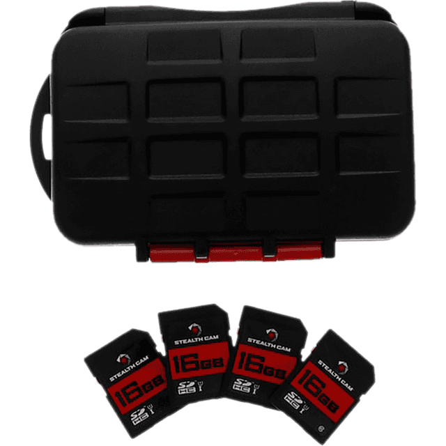 Walker's Memory Card Storage Case, Black / Red 16GB 4 Pack - STCMCSC16GB4PK Walker's Memory Card Storage Case, Black / Red 16GB 4 Pack - STCMCSC16GB4PK