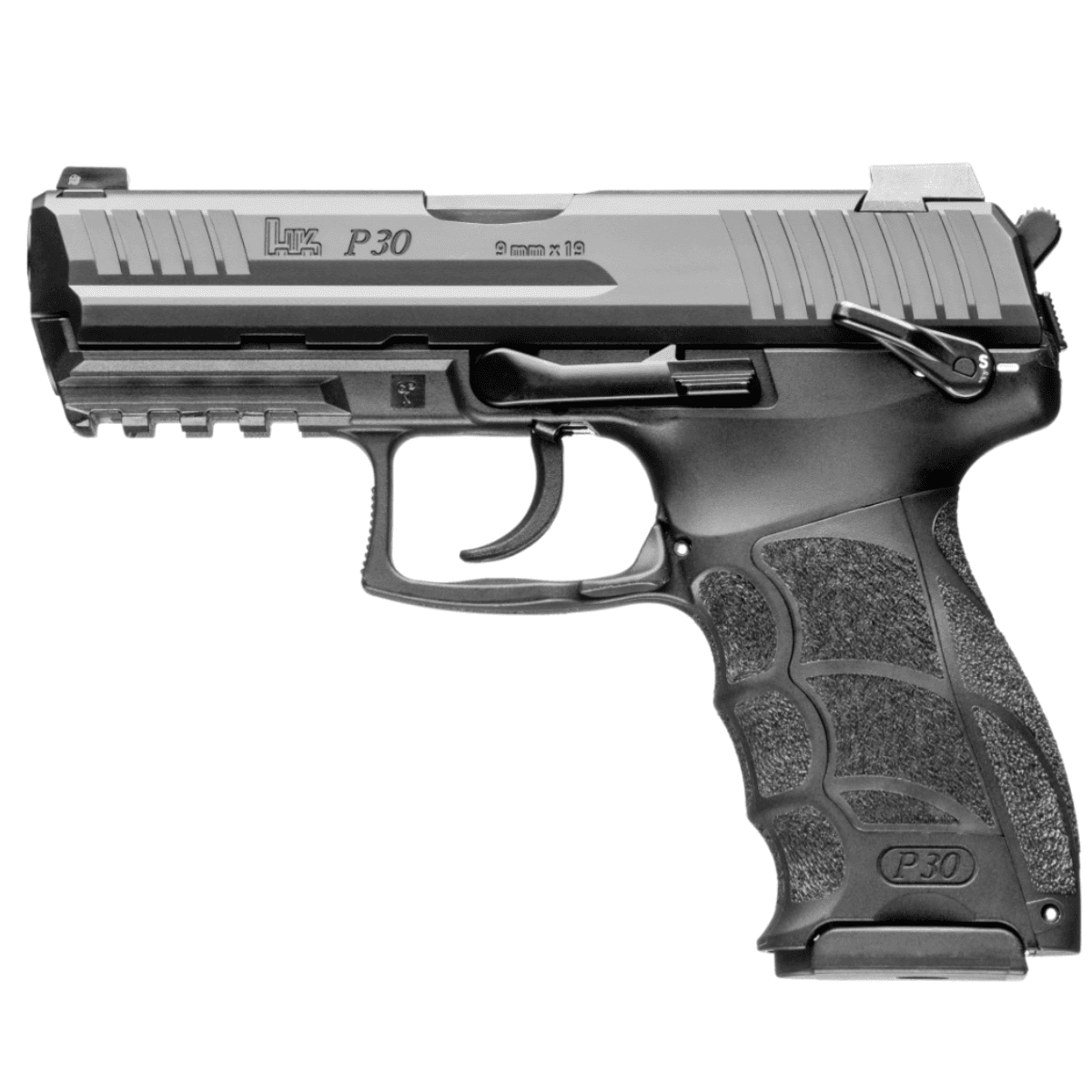 HK P30 V3 Pistol, 3.85" Black Polygonal Rifled Barrel Black Cerakote Serrated Steel Slide Black Polymer Frame w/Picatinny Rail Black Interchangeable Backstrap Grip Ambidextrous Rear Decocker Button 10+1rd 9mm Luger - 81001104 HK P30 V3 Pistol, 3.85" Black Polygonal Rifled Barrel Black Cerakote Serrated Steel Slide Black Polymer Frame w/Picatinny Rail Black Interchangeable Backstrap Grip Ambidextrous Rear Decocker Button 10+1rd 9mm Luger - 81001104