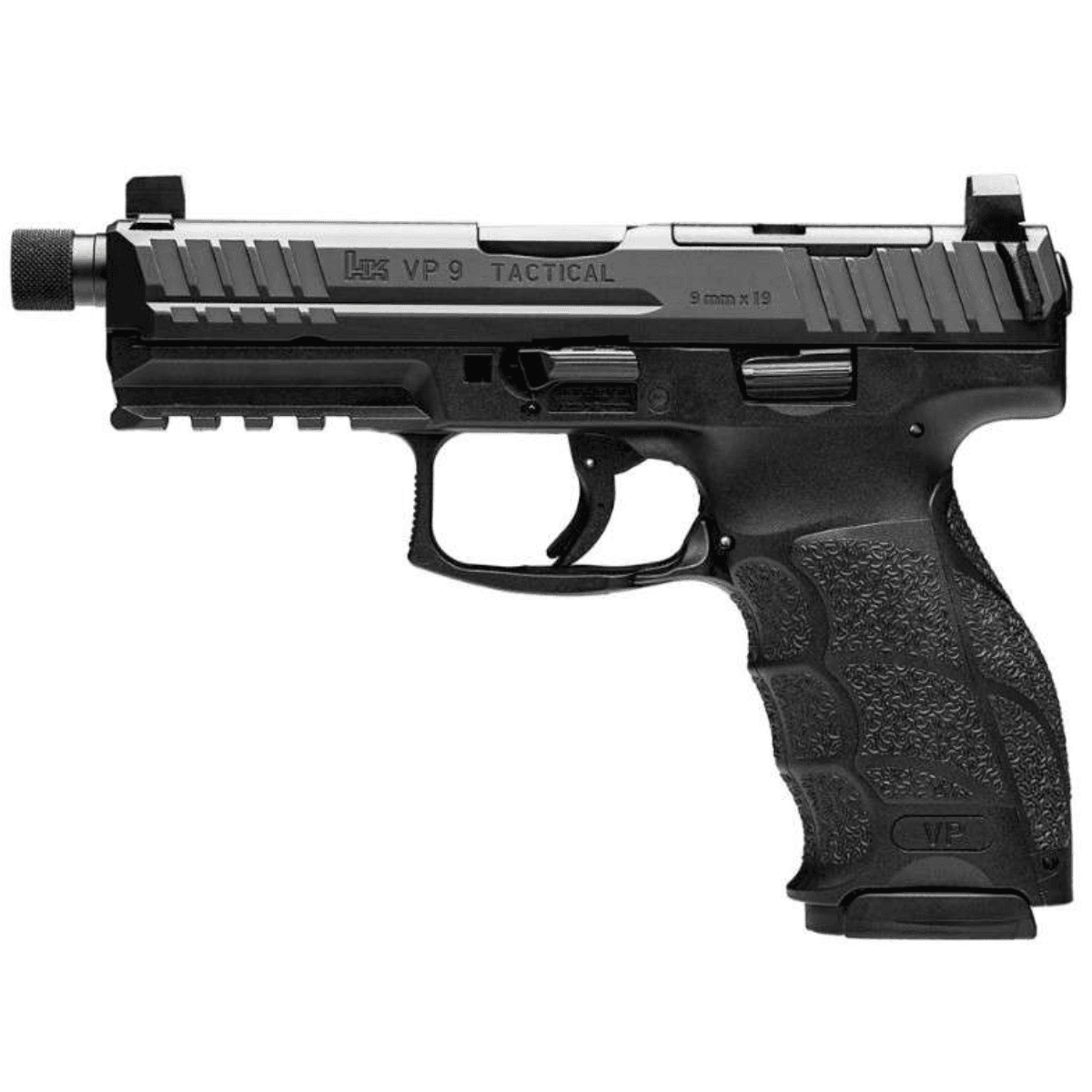 HK VP9 Tactical Pistol, 4.70" Black Threaded Barrel Black Cerakote Optic Ready/Serrated Steel Slide Black Polymer Frame w/Picatinny Rail Black Interchangeable Backstrap Grip 10+1rd 9mm Luger - 81001168 HK VP9 Tactical Pistol, 4.70" Black Threaded Barrel Black Cerakote Optic Ready/Serrated Steel Slide Black Polymer Frame w/Picatinny Rail Black Interchangeable Backstrap Grip 10+1rd 9mm Luger - 81001168