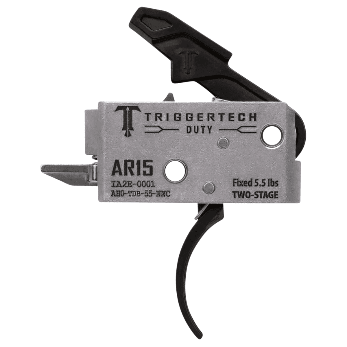 TriggerTech Duty Mil-Spec Trigger, Black Stainless Steel Two-Stage Curved 5.5 lbs Draw Weight Fits AR-15 - AH0TDB55NNC TriggerTech Duty Mil-Spec Trigger, Black Stainless Steel Two-Stage Curved 5.5 lbs Draw Weight Fits AR-15 - AH0TDB55NNC