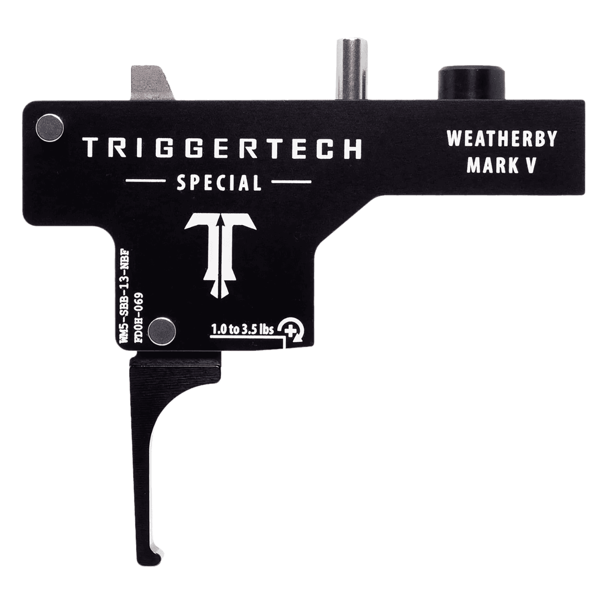 TriggerTech Special Trigger, Aluminum w / Stainless Steel Components Single-Stage Flat Trigger with 1-3.50 lbs Draw Weight & Black PVD Finish for Weatherby Mark V - WM5SBB13NBF TriggerTech Special Trigger, Aluminum w / Stainless Steel Components Single-Stage Flat Trigger with 1-3.50 lbs Draw Weight & Black PVD Finish for Weatherby Mark V - WM5SBB13NBF