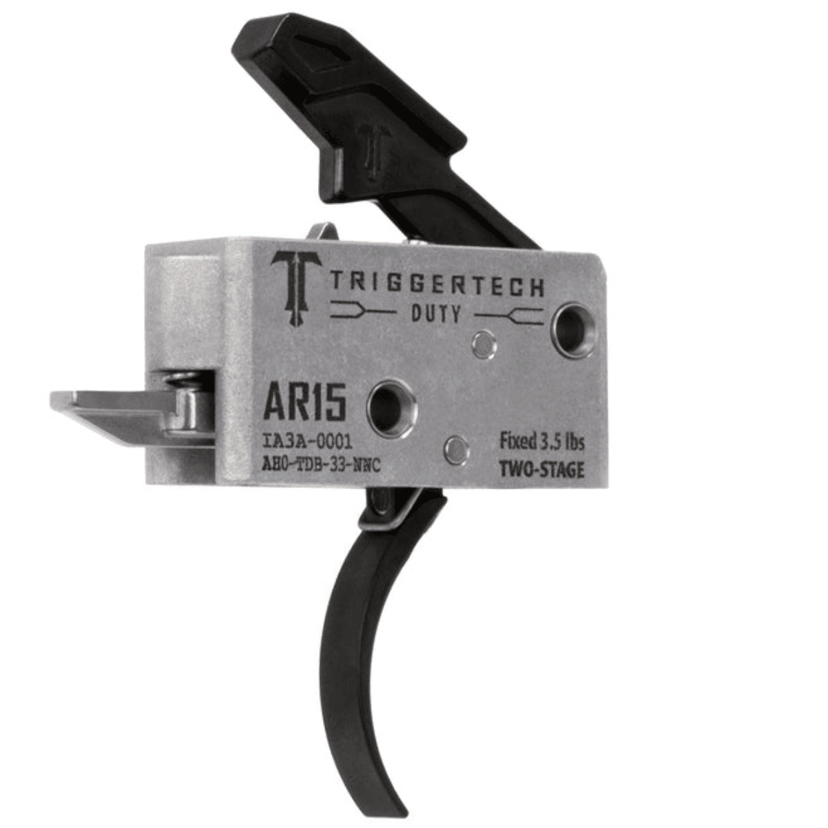TriggerTech Duty Flat Trigger, Stainless Steel Two-Stage 3.50 lbs Draw Weight Fits AR-15 - AH0TDB33NNF TriggerTech Duty Flat Trigger, Stainless Steel Two-Stage 3.50 lbs Draw Weight Fits AR-15 - AH0TDB33NNF
