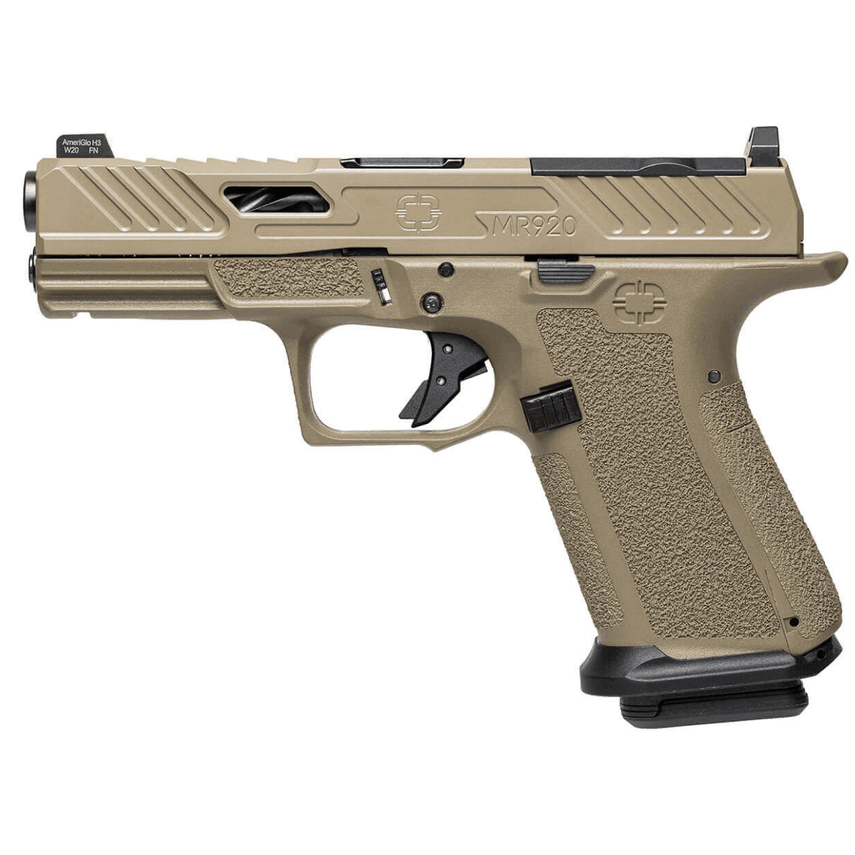 Shadow Systems MR920 Elite *MA Compliant Pistol, Black Nitride Match Grade Spiral Barrel FDE Cerakote Optic Cut/Serrated/Window Cut Steel Slide FDE Polymer Frame w/Beavertail & Picatinny Rail Interchangeable Backstrap Grip 10+1rd 9mm Luger - SS1088 Shadow Systems MR920 Elite *MA Compliant Pistol, Black Nitride Match Grade Spiral Barrel FDE Cerakote Optic Cut/Serrated/Window Cut Steel Slide FDE Polymer Frame w/Beavertail & Picatinny Rail Interchangeable Backstrap Grip 10+1rd 9mm Luger - SS1088