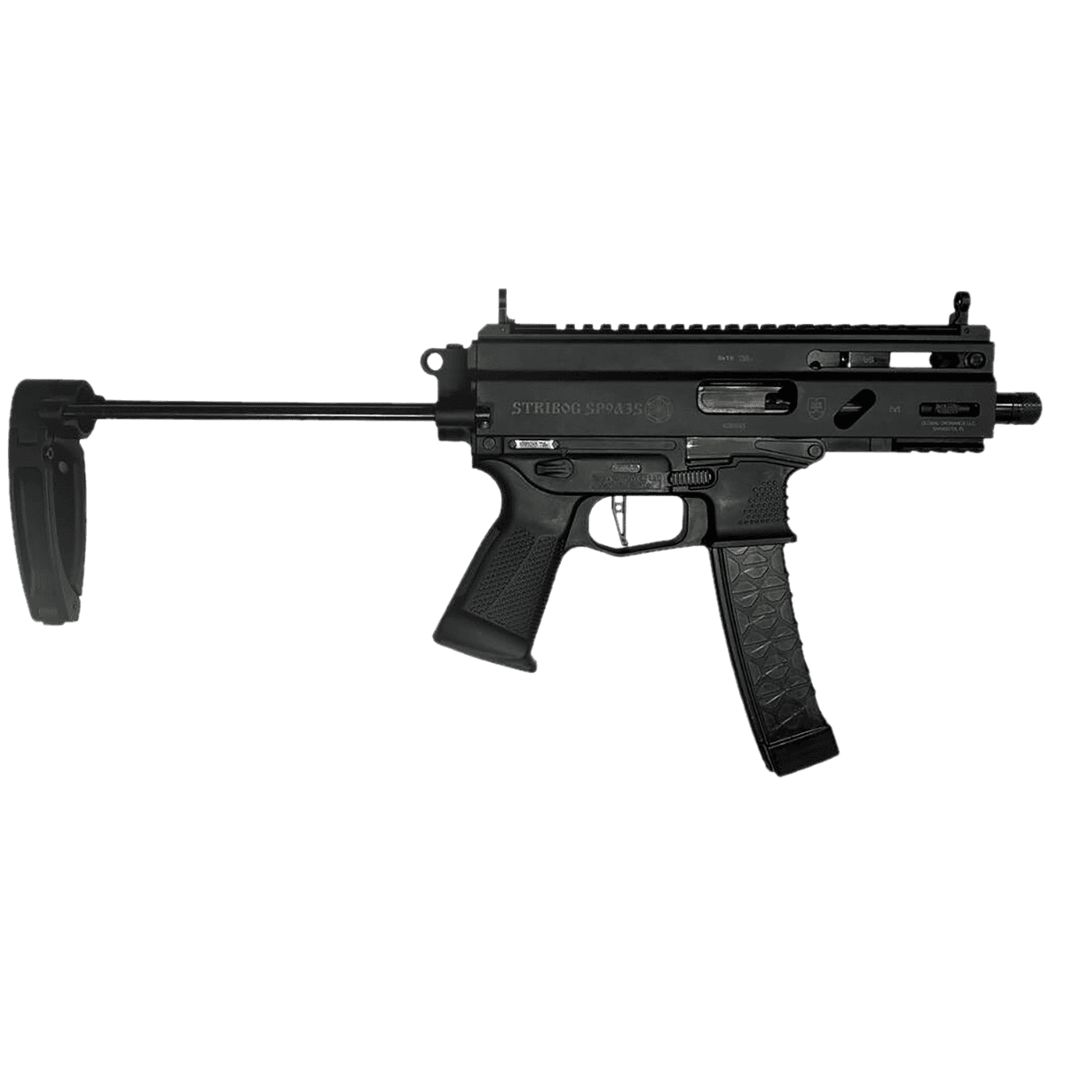 Grand Power Stribog SP9A3 Pistol, 8" Black Threaded Barrel M-LOK Handguard Black Aluminum Picatinny Rail Receiver Black Polymer PDW Tailhook Brace Black Polymer Grip Thread Protector 30+1rd 9mm Luger - 810091152843 Grand Power Stribog SP9A3 Pistol, 8" Black Threaded Barrel M-LOK Handguard Black Aluminum Picatinny Rail Receiver Black Polymer PDW Tailhook Brace Black Polymer Grip Thread Protector 30+1rd 9mm Luger - 810091152843