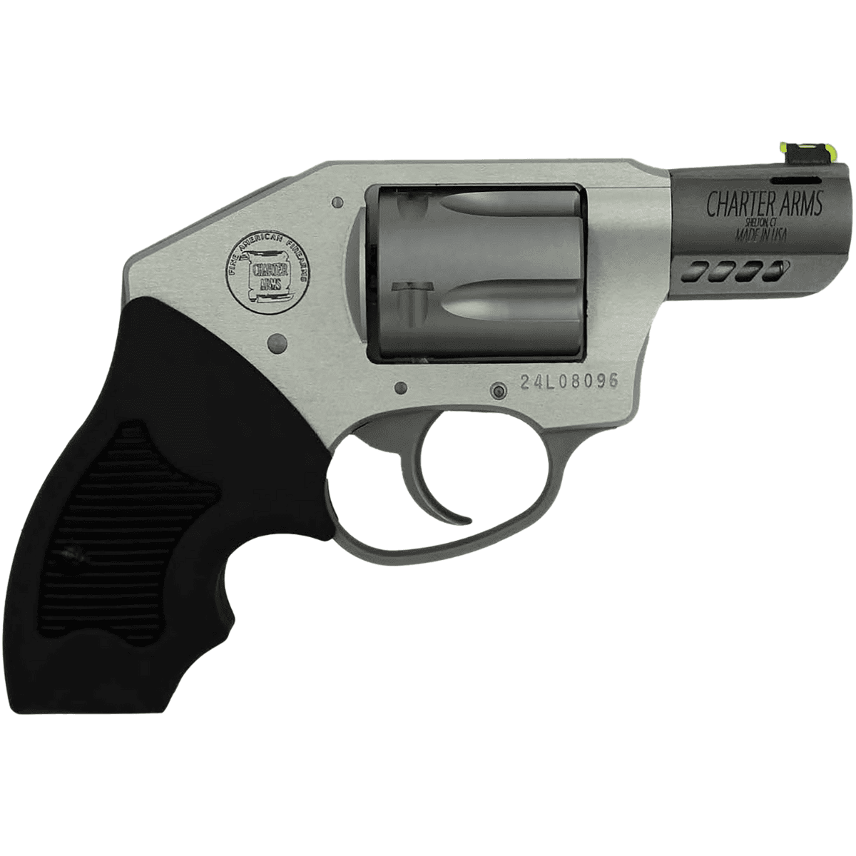 Charter Arms Off Duty Coyote Revolver, 2" Matte Stainless Ported Barrel & Cylinder Anodized Aluminum Frame Black Finger Grooved Rubber Grip Concealed Hammer 5rd 380 ACP - 53801 Charter Arms Off Duty Coyote Revolver, 2" Matte Stainless Ported Barrel & Cylinder Anodized Aluminum Frame Black Finger Grooved Rubber Grip Concealed Hammer 5rd 380 ACP - 53801