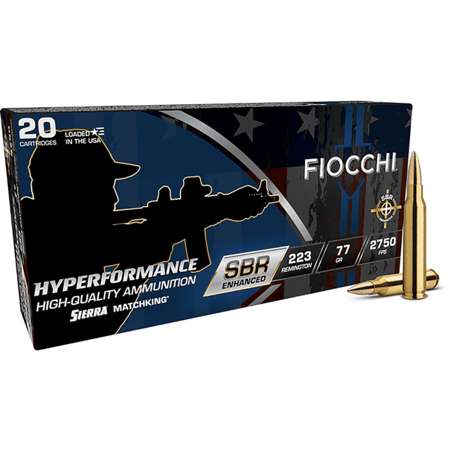 Fiocchi Hyperformance Rifle Ammo, 77gr Hollow Point Boat Tail 20 Per Box/10 Case 223 Rem - 223SBRD Fiocchi Hyperformance Rifle Ammo, 77gr Hollow Point Boat Tail 20 Per Box/10 Case 223 Rem - 223SBRD