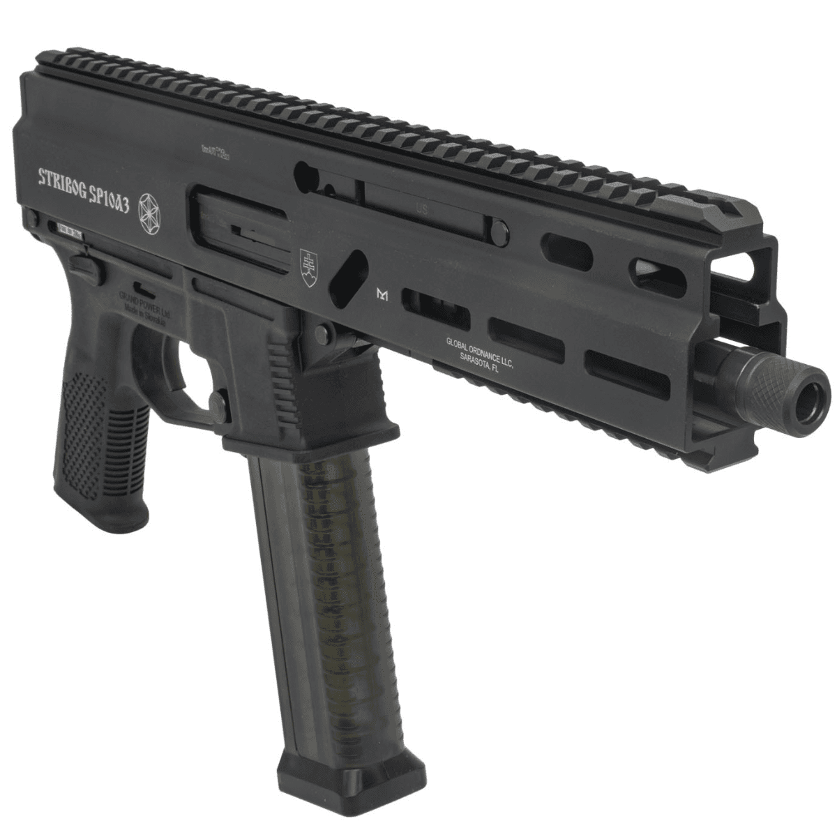 Grand Power Stribog SP10A3 Pistol, 8" Black Threaded Barrel Black Aluminum Picatinny Rail Receiver Black Polymer Grip Thread Protector 20+1rd 10mm Auto - 810091157152 Grand Power Stribog SP10A3 Pistol, 8" Black Threaded Barrel Black Aluminum Picatinny Rail Receiver Black Polymer Grip Thread Protector 20+1rd 10mm Auto - 810091157152