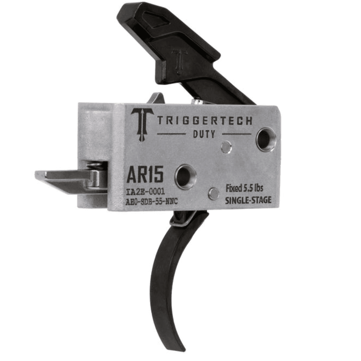 TriggerTech Duty Mil-Spec Trigger, Stainless Steel Black Single-Stage Curved 5.5 lbs Draw Weight Fits AR-15 - AH0SDB55NNC TriggerTech Duty Mil-Spec Trigger, Stainless Steel Black Single-Stage Curved 5.5 lbs Draw Weight Fits AR-15 - AH0SDB55NNC