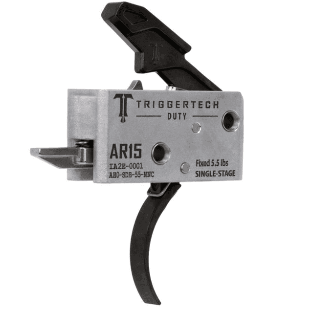 TriggerTech Duty Mil-Spec Trigger, Stainless Steel Black Single-Stage Curved 5.5 lbs Draw Weight Fits AR-15 - AH0SDB55NNC TriggerTech Duty Mil-Spec Trigger, Stainless Steel Black Single-Stage Curved 5.5 lbs Draw Weight Fits AR-15 - AH0SDB55NNC