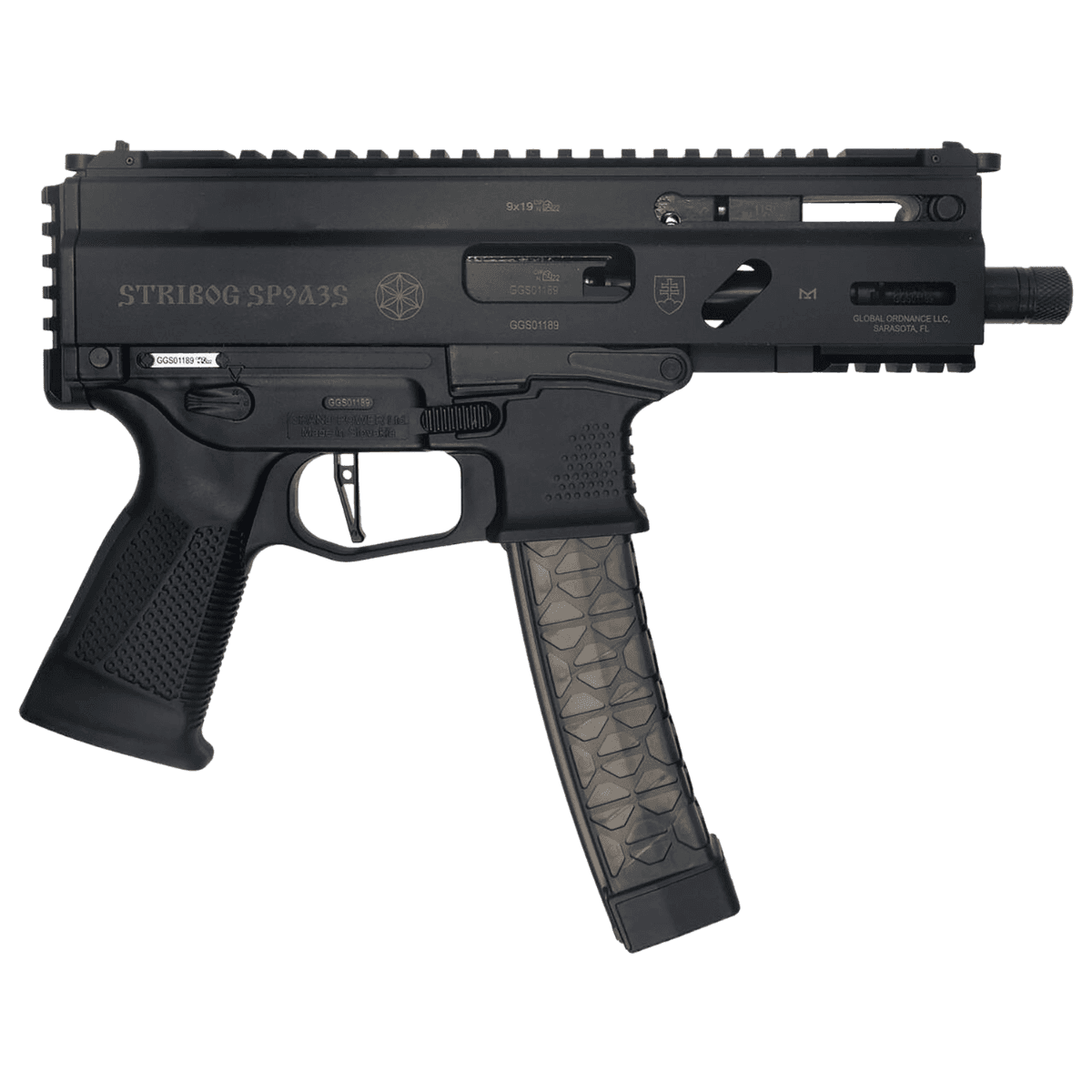 Grand Power Stribog SP9A3S Pistol, 5.50" Black Threaded Barrel M-LOK Handguard Black Aluminum Picatinny Rail Receiver Rear Picatinny Rail Black Polymer Grip Thread Protector 30+1rd 9mm Luger - 8588005808590 Grand Power Stribog SP9A3S Pistol, 5.50" Black Threaded Barrel M-LOK Handguard Black Aluminum Picatinny Rail Receiver Rear Picatinny Rail Black Polymer Grip Thread Protector 30+1rd 9mm Luger - 8588005808590