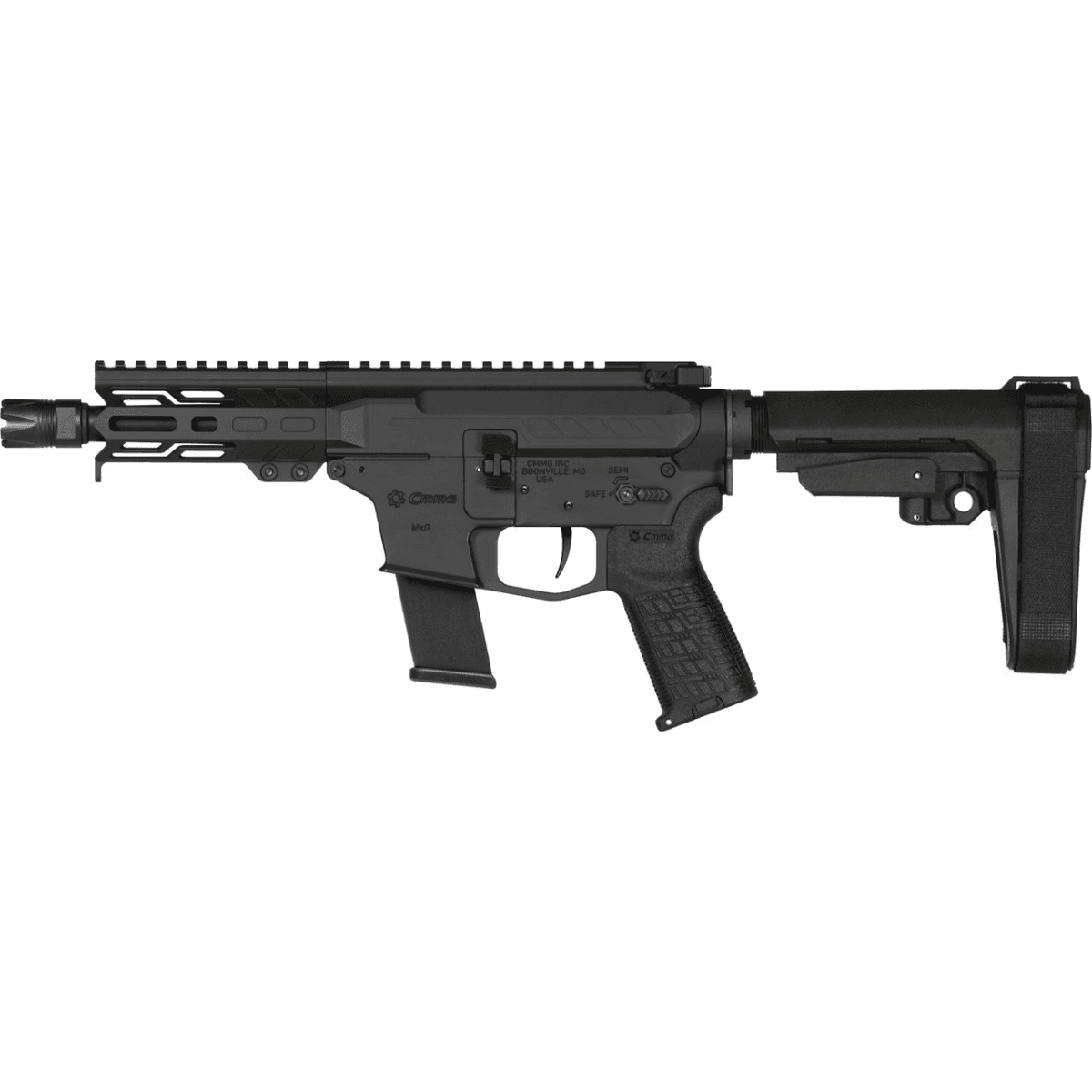 CMMG Banshee MKG Tactical Pistol, 5" Satin Black Cerakote Medium Taper Threaded Barrel EML 4" M-LOK Handguard Black Armor Cerakote Aluminum Picatinny Rail Receiver Black Polymer 6 Position Rip Brace CMMG Zeroed Grip 13+1rd 45 ACP - 45A150F-AB CMMG Banshee MKG Tactical Pistol, 5" Satin Black Cerakote Medium Taper Threaded Barrel EML 4" M-LOK Handguard Black Armor Cerakote Aluminum Picatinny Rail Receiver Black Polymer 6 Position Rip Brace CMMG Zeroed Grip 13+1rd 45 ACP - 45A150F-AB