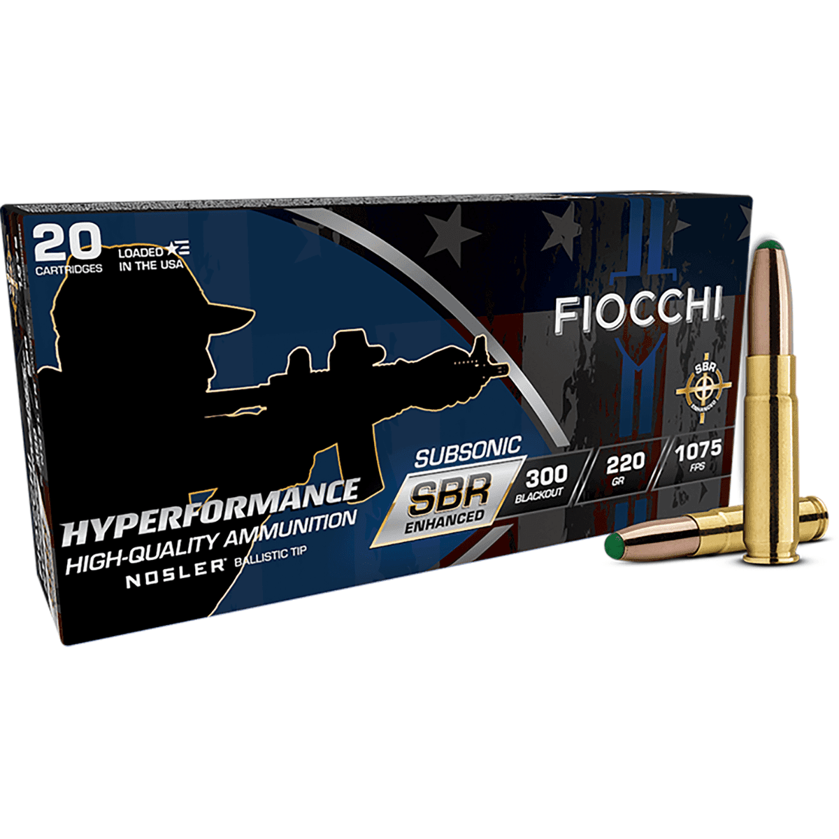 Fiocchi Hyperformance Rifle Ammo, 220gr Nosler BT 20 Per Box/10 Case 300 Blackout - 300BKSBS Fiocchi Hyperformance Rifle Ammo, 220gr Nosler BT 20 Per Box/10 Case 300 Blackout - 300BKSBS