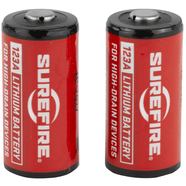 SureFire 123A Batteries Red/Black 3.0 Volts 1,500 mAh (2) Single Pack SF2CB SureFire 123A Batteries Red/Black 3.0 Volts 1,500 mAh (2) Single Pack SF2CB