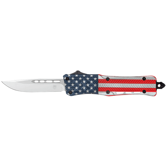 CobraTec Knives CTK-1 American Flag Knife, Small 2.75" OTF Drop Point Plain D2 Steel Blade 4.25" Red/White/Blue Flag Cerakote Aluminum Alloy Handle - SUSACTK1SDNS CobraTec Knives CTK-1 American Flag Knife, Small 2.75" OTF Drop Point Plain D2 Steel Blade 4.25" Red/White/Blue Flag Cerakote Aluminum Alloy Handle - SUSACTK1SDNS