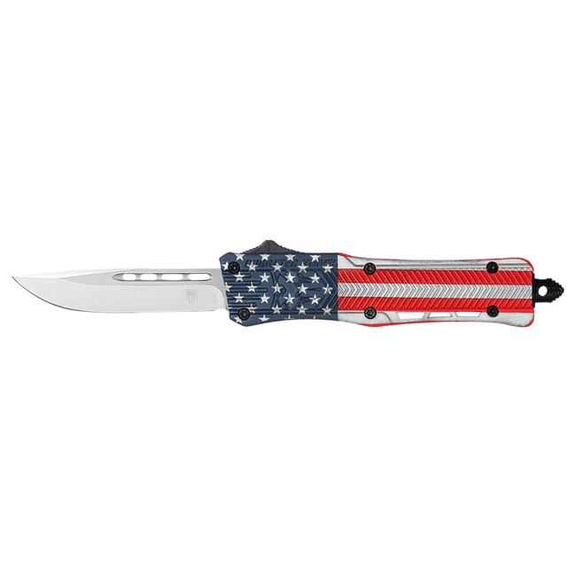 CobraTec Knives CTK-1 American Flag Knife, Medium 3" OTF Drop Point Plain D2 Steel Blade 5" Red/White/Blue Flag Cerakote Aluminum Alloy Handle - MUSACTK1MDNS CobraTec Knives CTK-1 American Flag Knife, Medium 3" OTF Drop Point Plain D2 Steel Blade 5" Red/White/Blue Flag Cerakote Aluminum Alloy Handle - MUSACTK1MDNS