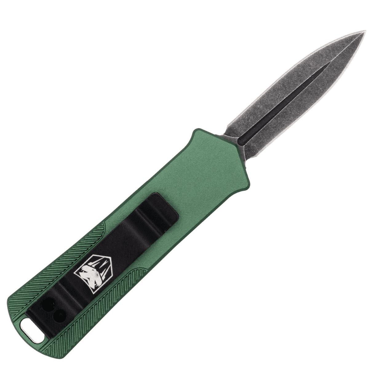CobraTec Knives 952 Knife, 1.75" OTF Dagger Plain Stonewashed D2 Steel Blade 3" OD Green Anodized Aluminum Handle - 952ODGDAGNS CobraTec Knives 952 Knife, 1.75" OTF Dagger Plain Stonewashed D2 Steel Blade 3" OD Green Anodized Aluminum Handle - 952ODGDAGNS