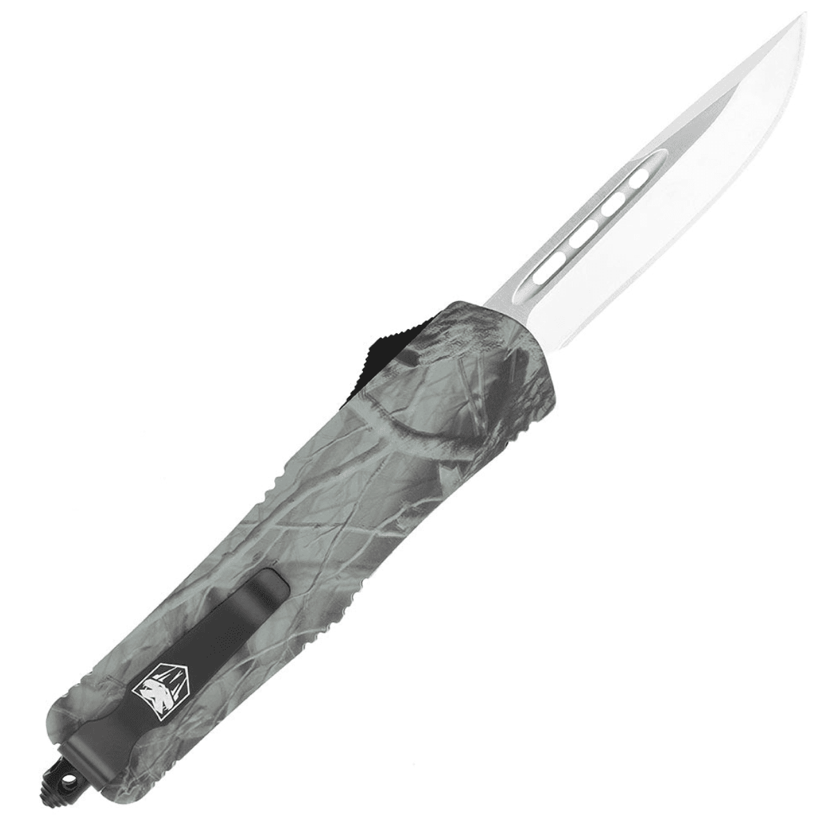 CobraTec Knives FS-3 Knife, Medium 3" OTF Drop Point Plain D2 Steel Blade 4.50" Woodland Camo Aluminum Alloy Handle - MWDFS3DNS CobraTec Knives FS-3 Knife, Medium 3" OTF Drop Point Plain D2 Steel Blade 4.50" Woodland Camo Aluminum Alloy Handle - MWDFS3DNS