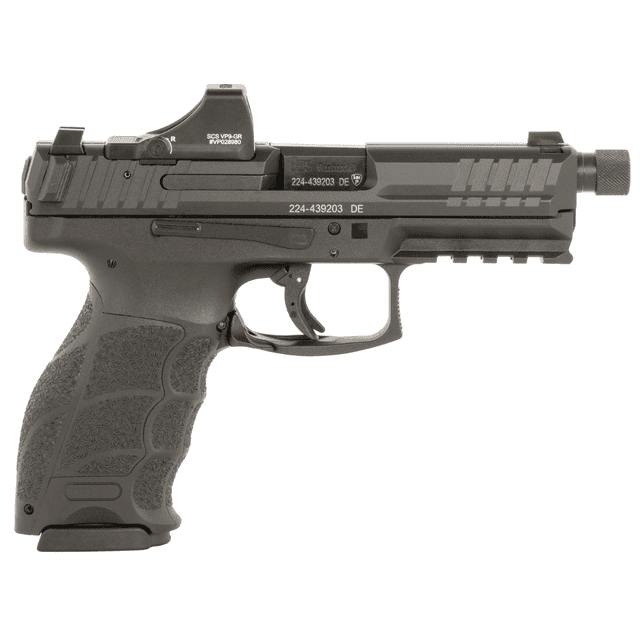 HK VP9 Tactical Pistol, 4.70" Black Threaded Barrel Black Cerakote Optic Ready/Serrated Steel Slide Black Polymer Frame w/Picatinny Rail Black Interchangeable Backstrap Grip Holosun SCS Super Green 10+1rd 9mm Luger - 81000871 HK VP9 Tactical Pistol, 4.70" Black Threaded Barrel Black Cerakote Optic Ready/Serrated Steel Slide Black Polymer Frame w/Picatinny Rail Black Interchangeable Backstrap Grip Holosun SCS Super Green 10+1rd 9mm Luger - 81000871