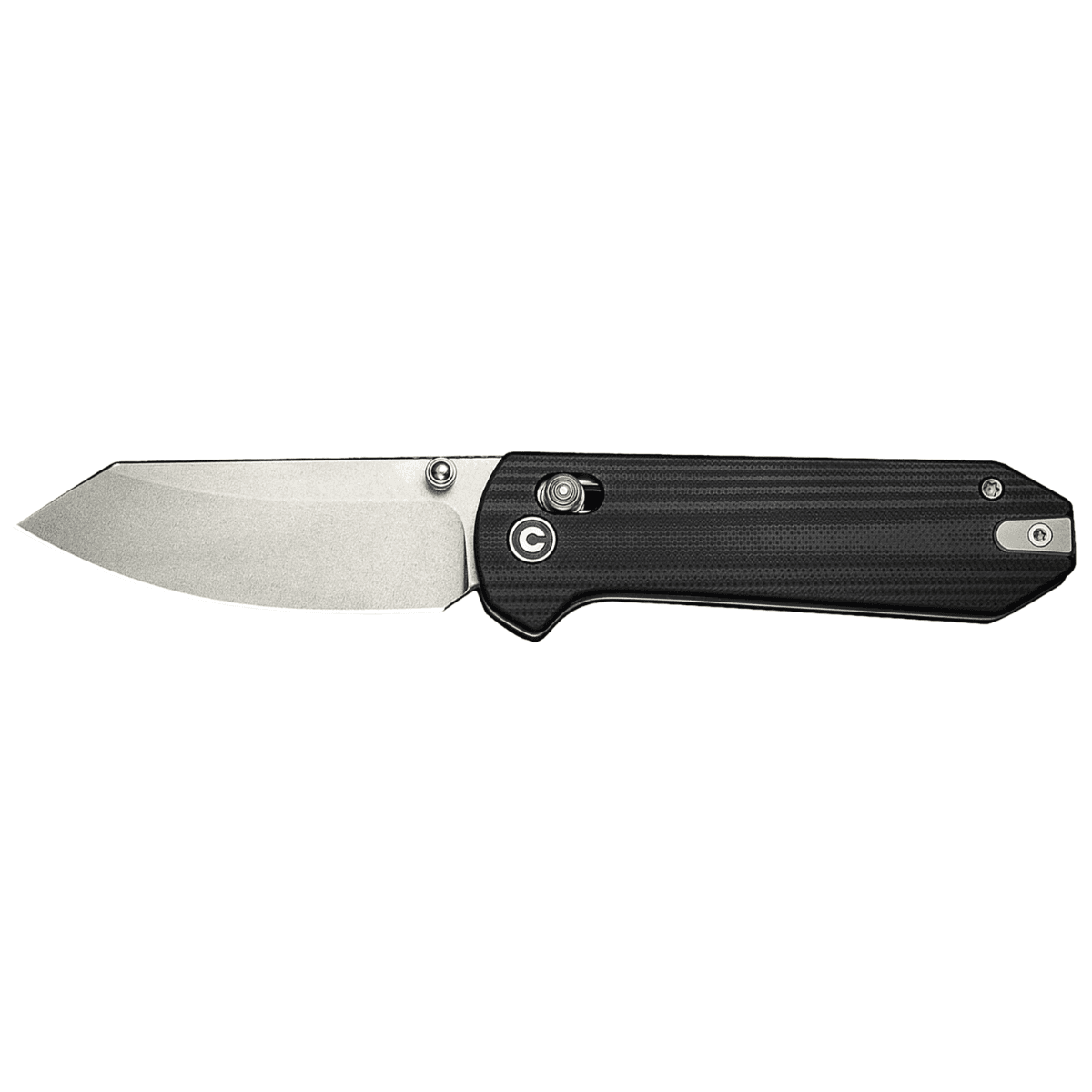 Civivi Knives Yonder Knife, 2.88" Folding Spey Point Plain Stonewashed 14C28N Steel Blade Black Textured G10 Handle - C23073-1 Civivi Knives Yonder Knife, 2.88" Folding Spey Point Plain Stonewashed 14C28N Steel Blade Black Textured G10 Handle - C23073-1