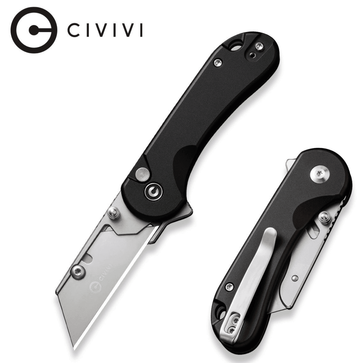 Civivi Knives Elementum Utility Knife, All Purpose Utility Plain 6Cr13 Stainless Steel Blade Gray Aluminum Handle 3 Blades & Pouch - C23039B-4 Civivi Knives Elementum Utility Knife, All Purpose Utility Plain 6Cr13 Stainless Steel Blade Gray Aluminum Handle 3 Blades & Pouch - C23039B-4