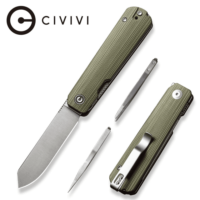 Civivi Knives Sendy Knife, 2.83" Folding Spey Point Plain Satin Nitro-V Steel Blade Green Textured G10 Handle - C21004B-1 Civivi Knives Sendy Knife, 2.83" Folding Spey Point Plain Satin Nitro-V Steel Blade Green Textured G10 Handle - C21004B-1