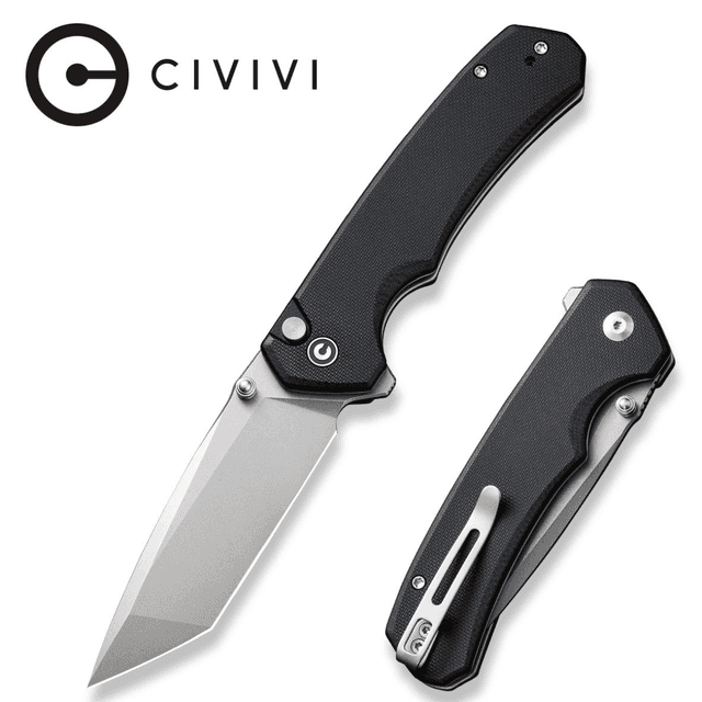 Civivi Knives Brazen Knife, 3.46" Folding Tanto Plain Stonewashed D2 Steel Bladen Black Textured G10 Handle - C19059C-1 Civivi Knives Brazen Knife, 3.46" Folding Tanto Plain Stonewashed D2 Steel Bladen Black Textured G10 Handle - C19059C-1