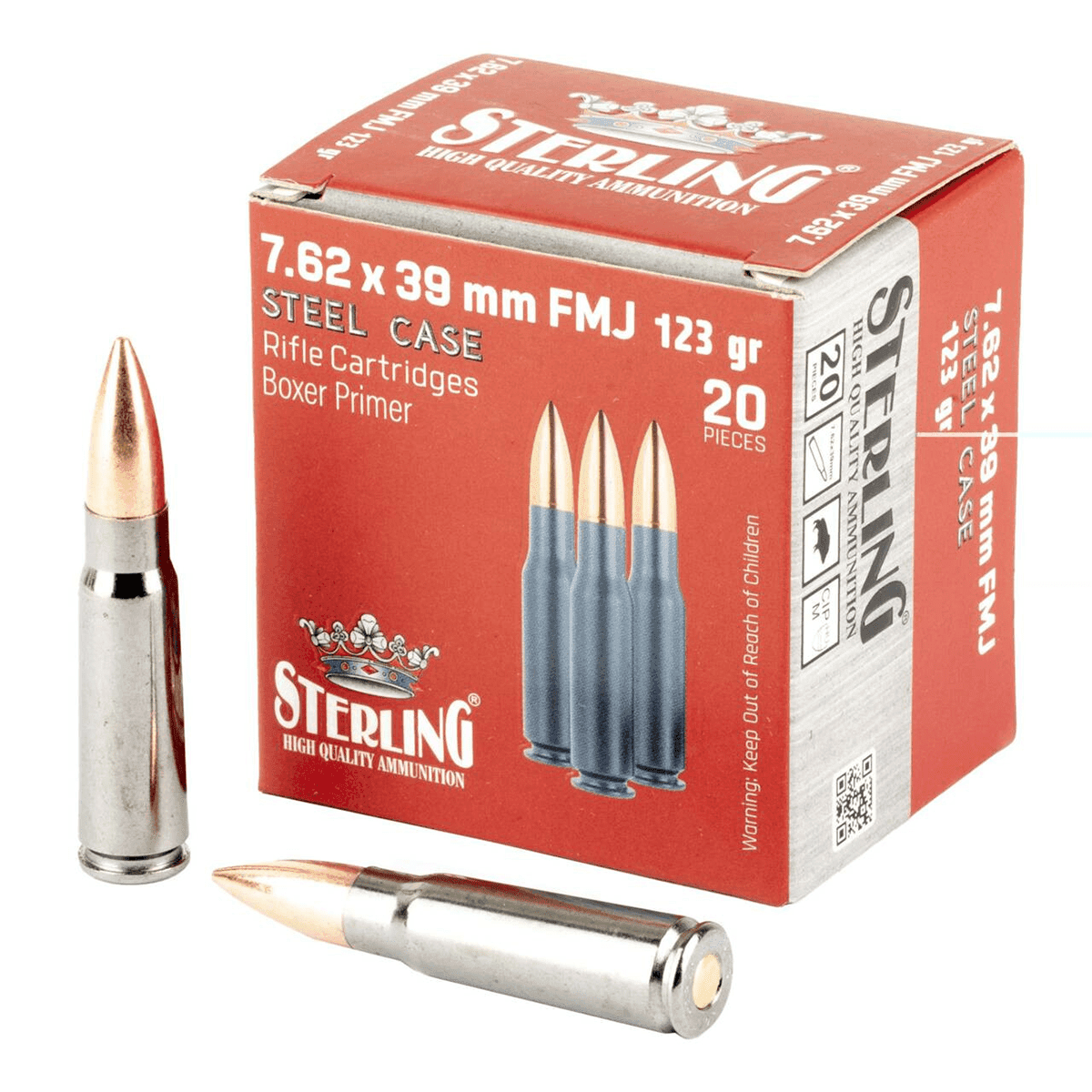 Sterling 8698779971205 Centerfire Rifle 7.62X39 123gr Full Metal Jacket 20 Per Box Sterling 8698779971205 Centerfire Rifle 7.62X39 123gr Full Metal Jacket 20 Per Box