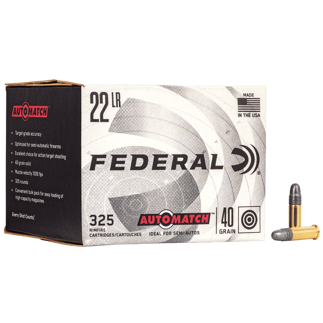 Federal Automatch .22 LR 40 gr LRN 325 Round Bulk Pack Federal Automatch .22 LR 40 gr LRN 325 Round Bulk Pack