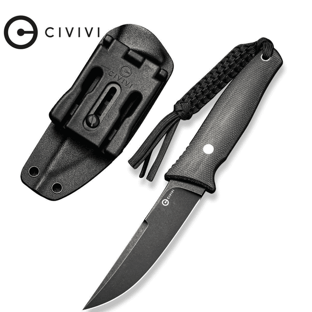 Civivi Knives Tamashii Knife, 4.07" Fixed Straight Back Plain Black Stonewashed D2 Steel Blade 4.73" Black Textured G10 Handle - C19046-3 Civivi Knives Tamashii Knife, 4.07" Fixed Straight Back Plain Black Stonewashed D2 Steel Blade 4.73" Black Textured G10 Handle - C19046-3