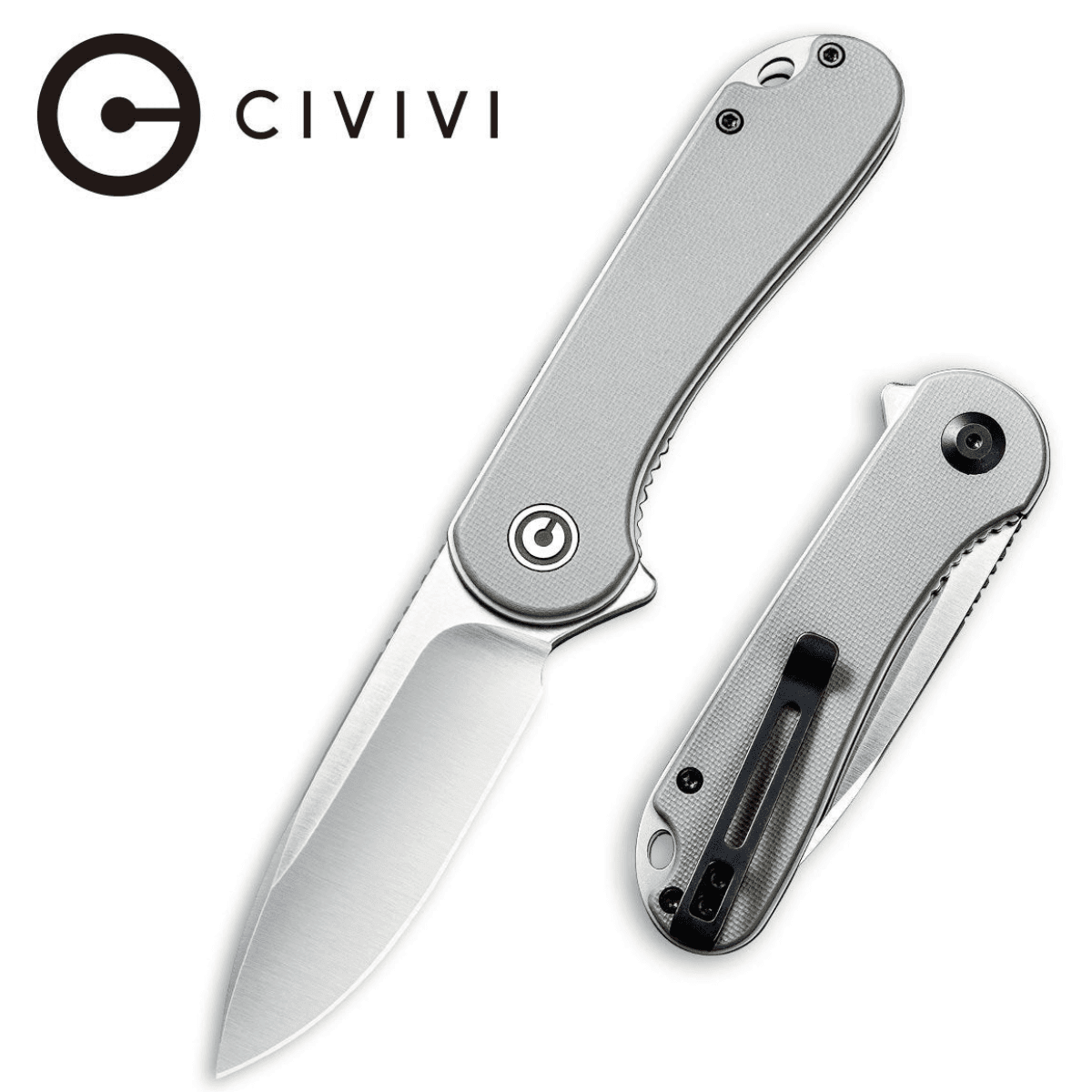 Civivi Knives Elementum Knife, 2.96" Folding Tanto Plain Black Stonewashed D2 Steel Blade 4.03" Gray Textured Micarta Handle - C907B Civivi Knives Elementum Knife, 2.96" Folding Tanto Plain Black Stonewashed D2 Steel Blade 4.03" Gray Textured Micarta Handle - C907B