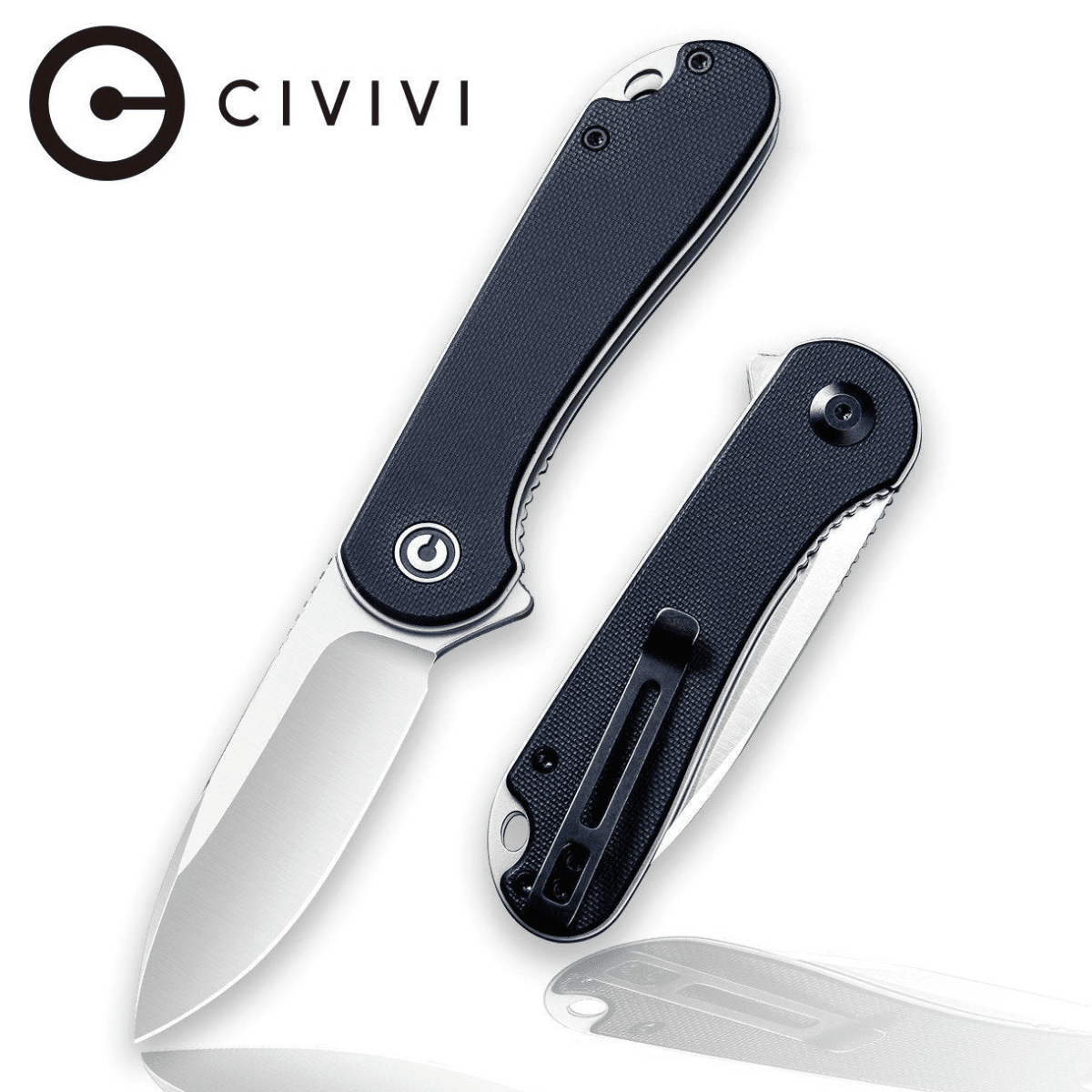 Civivi Knives Elementum Knife, 2.96" Folding Plain Satin D2 Steel Blade 4.03" Black Textured G10 Handle - C907A Civivi Knives Elementum Knife, 2.96" Folding Plain Satin D2 Steel Blade 4.03" Black Textured G10 Handle - C907A