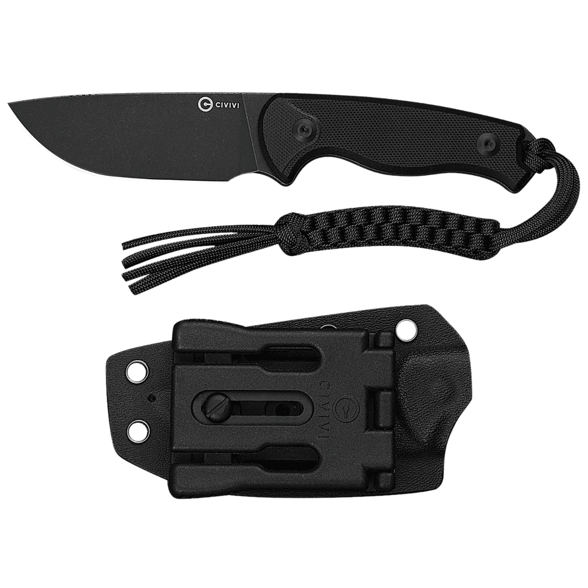 Civivi Knives Timberbark Knife, 3.20" Fixed Drop Point Plain Black Stonewashed 14C28N Steel Blade 3.69" Black Textured G10 Handle - C23094-1 Civivi Knives Timberbark Knife, 3.20" Fixed Drop Point Plain Black Stonewashed 14C28N Steel Blade 3.69" Black Textured G10 Handle - C23094-1