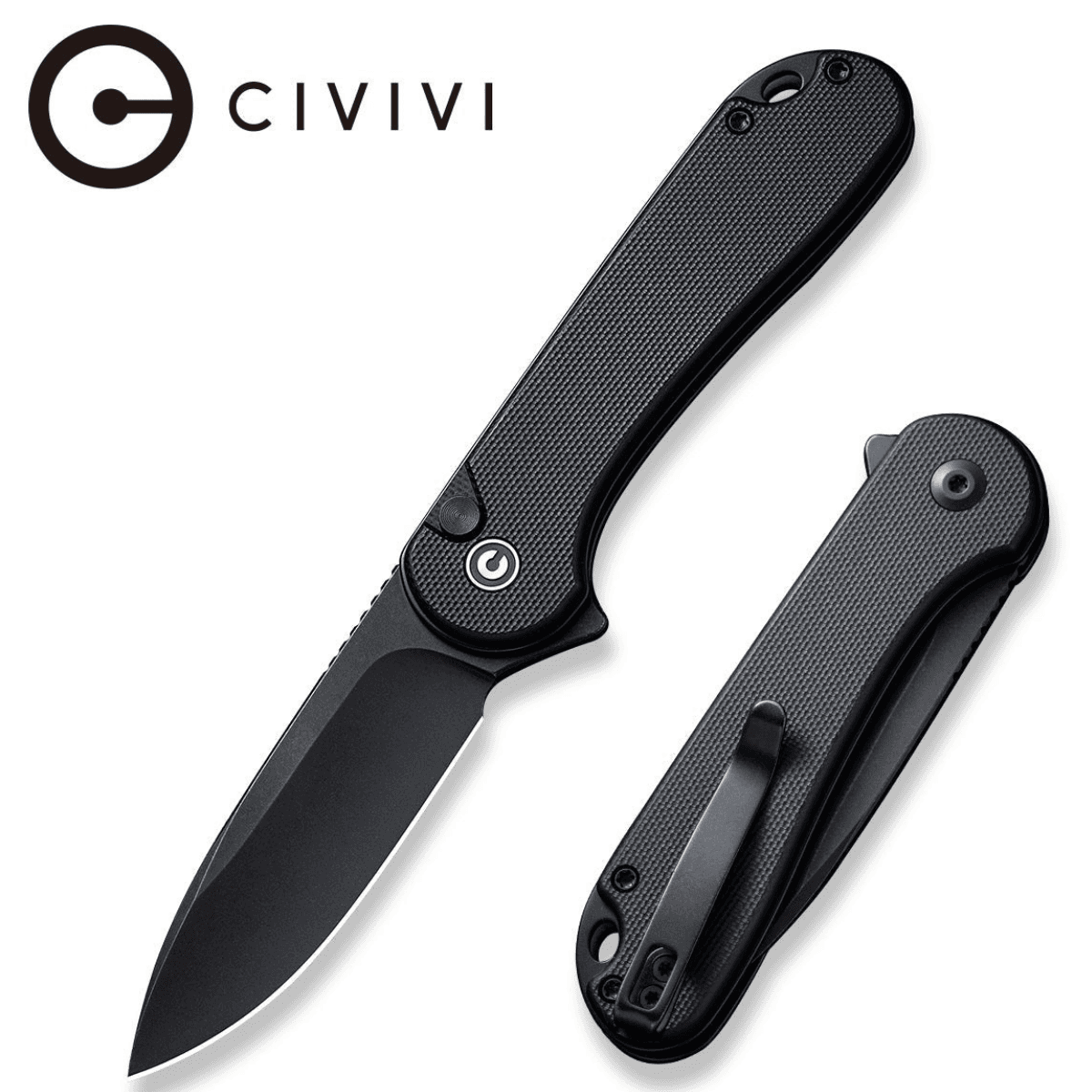 Civivi Knives Elementum II EDC Knife, 2.96" Folding Drop Point Plain Black Stonewashed Nitro-V Steel Blade Black Textured G10 Handle - C18062P-1 Civivi Knives Elementum II EDC Knife, 2.96" Folding Drop Point Plain Black Stonewashed Nitro-V Steel Blade Black Textured G10 Handle - C18062P-1