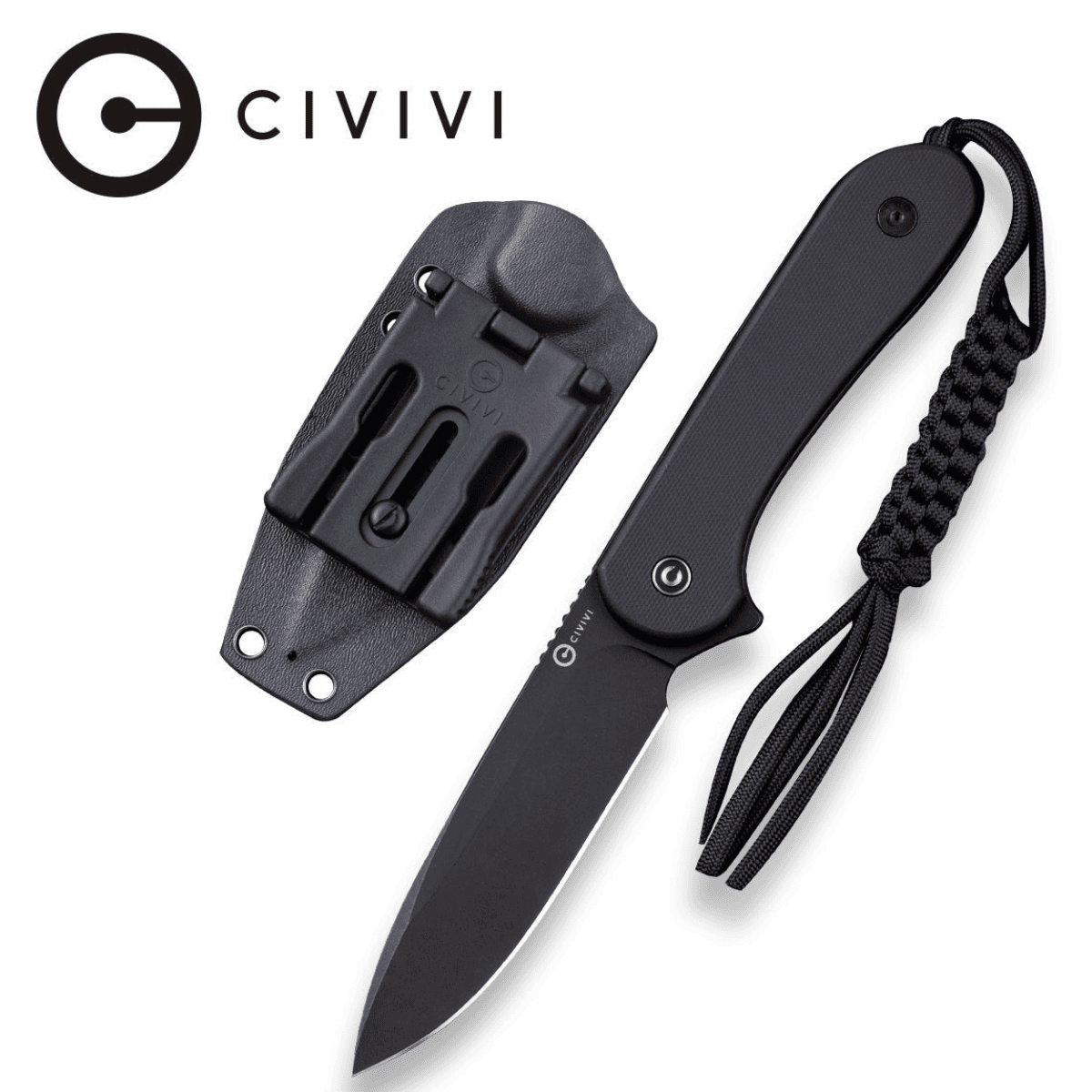 Civivi Knives Elementum Knife, 3.98" Fixed Plain Black Stonewashed D2 Steel Blade 4.50" Black G10 Handle - C2105A Civivi Knives Elementum Knife, 3.98" Fixed Plain Black Stonewashed D2 Steel Blade 4.50" Black G10 Handle - C2105A