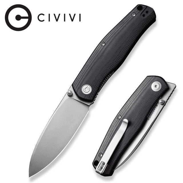 Civivi Knives Sokoke EDC Knife, 3.35" Folding Drop Point Plain Bead Blasted 14C28N Steel Blade Black G10 Handle - C22007-1 Civivi Knives Sokoke EDC Knife, 3.35" Folding Drop Point Plain Bead Blasted 14C28N Steel Blade Black G10 Handle - C22007-1