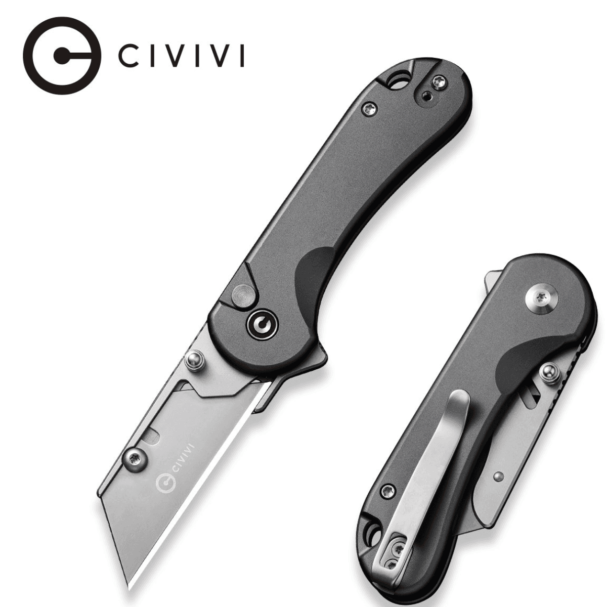 Civivi Knives Elementum Utility Knife, All Purpose Utility Plain 6Cr13 Stainless Steel Blade Black Aluminum Handle 3 Blades & Pouch - C23039B-1 Civivi Knives Elementum Utility Knife, All Purpose Utility Plain 6Cr13 Stainless Steel Blade Black Aluminum Handle 3 Blades & Pouch - C23039B-1