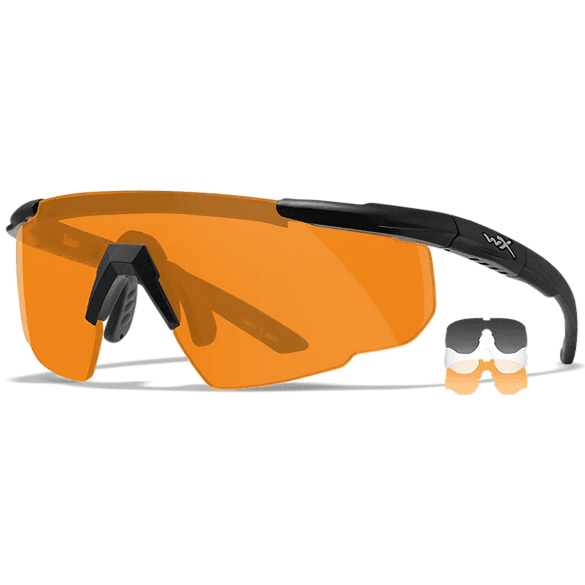 Wiley X Saber Advanced Safety Glasses, Matte Black Frame Polycarbonate 100% UV Rating Smoke Gray/Clear/Light Rust Lens - 308 Wiley X Saber Advanced Safety Glasses, Matte Black Frame Polycarbonate 100% UV Rating Smoke Gray/Clear/Light Rust Lens - 308
