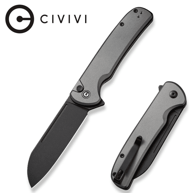 Civivi Knives Chevalier II EDC Knife, 3.47" Folding Sheepsfoot Plain Satin 14C28N Steel Blade Gray Aluminum Handle - C20022B-3 Civivi Knives Chevalier II EDC Knife, 3.47" Folding Sheepsfoot Plain Satin 14C28N Steel Blade Gray Aluminum Handle - C20022B-3
