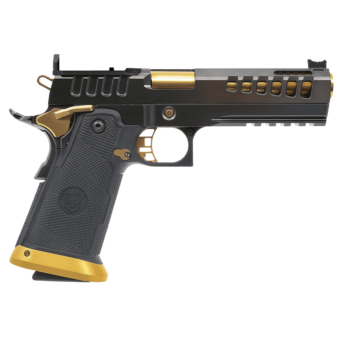 Watchtower Firearms DEMOLITIA9MM5ELITE Demolitia Elite Package Full Size Frame 9mm Luger 20+1 5" Gold Plated PVD Ported Barrel Handgun Watchtower Firearms DEMOLITIA9MM5ELITE Demolitia Elite Package Full Size Frame 9mm Luger 20+1 5" Gold Plated PVD Ported Barrel Handgun