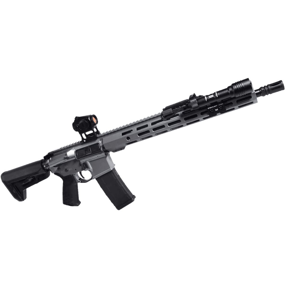 Shark Coast Tactical Bundle Grey Night Rifle, 16" Black Nitride Threaded Barrel Custom Grey Cerakote Picatinny Rail Aluminum Receiver Magpul SL-K Black Polymer Stock StreamLight ProTac Rail Light/Vortex Crossfire Red Dot 30+1 5.56mm - 300-100-1002-04 Shark Coast Tactical Bundle Grey Night Rifle, 16" Black Nitride Threaded Barrel Custom Grey Cerakote Picatinny Rail Aluminum Receiver Magpul SL-K Black Polymer Stock StreamLight ProTac Rail Light/Vortex Crossfire Red Dot 30+1 5.56mm - 300-100-1002-04